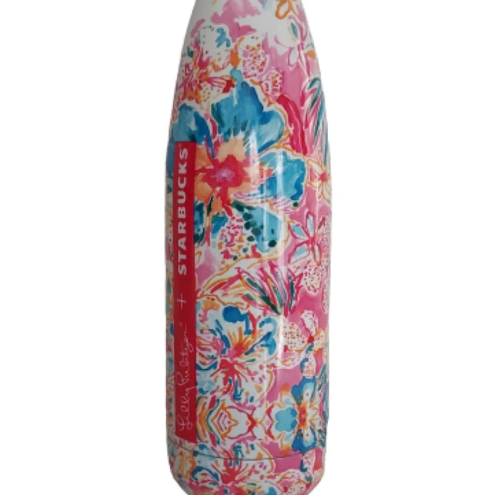 Starbucks X Lilly Pulitzer S’Well Metal Water Bottle 17 Fl Oz Pink Floral 2015